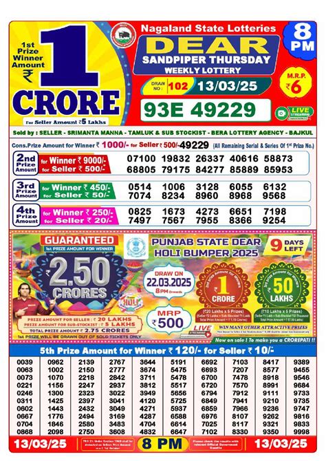 Dear Lottery Result Today 1 PM 6 PM 8 PM(5.